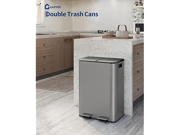 Takywep Dual Trash Can 2 x 8 Gallon Recycling Bin Gray