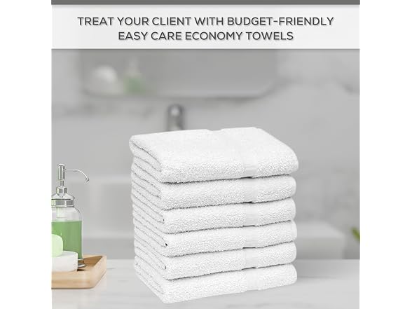 GOLD TEXTILES 48 White Economy Bath Towels Bulk