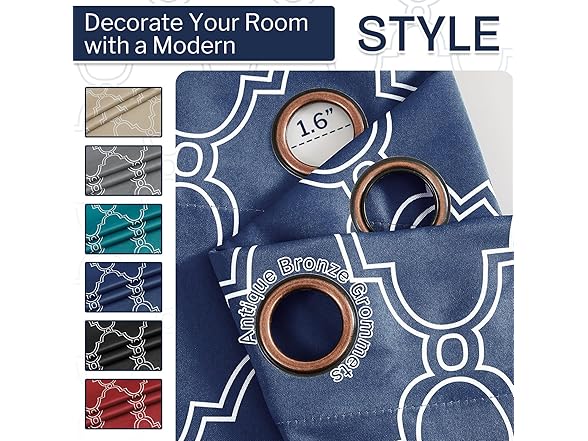 Melodieux Navy Blackout Curtain 2Pk 52"x63"