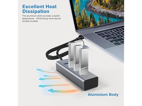 4-Port USB 3.0 Hub Aluminum USB Port Extender