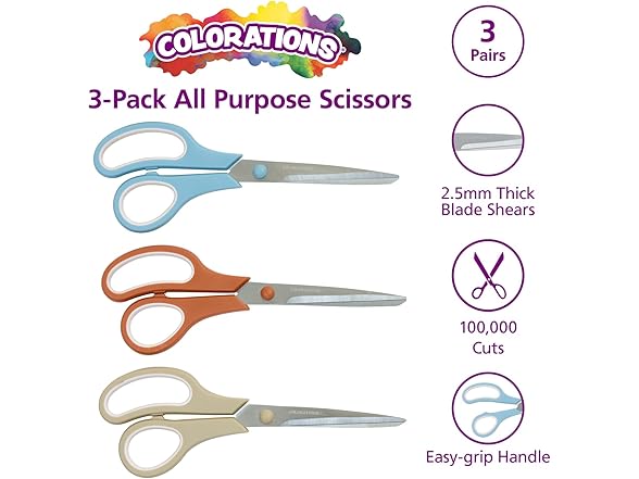 Colorations Steel Scissors Boho 3pk