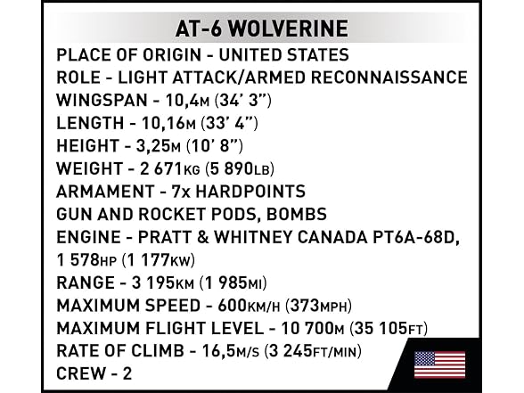 COBI Armed Forces AT-6 Wolverine (Beechcraft) Building Set, 263 Pieces