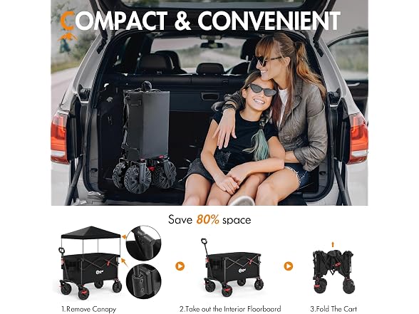 PORTAL B0DM1XSJJW WAGON WITHRemovable Canopy, Black