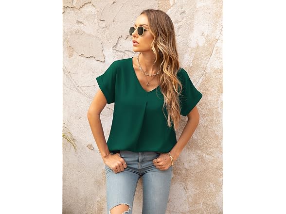 Quezhu Women (M) Summer Blouses Dressy Casual Tops