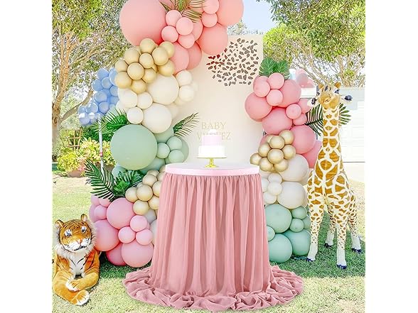 QueenDream Chiffon Table Skirt Dusty Rose 9ft