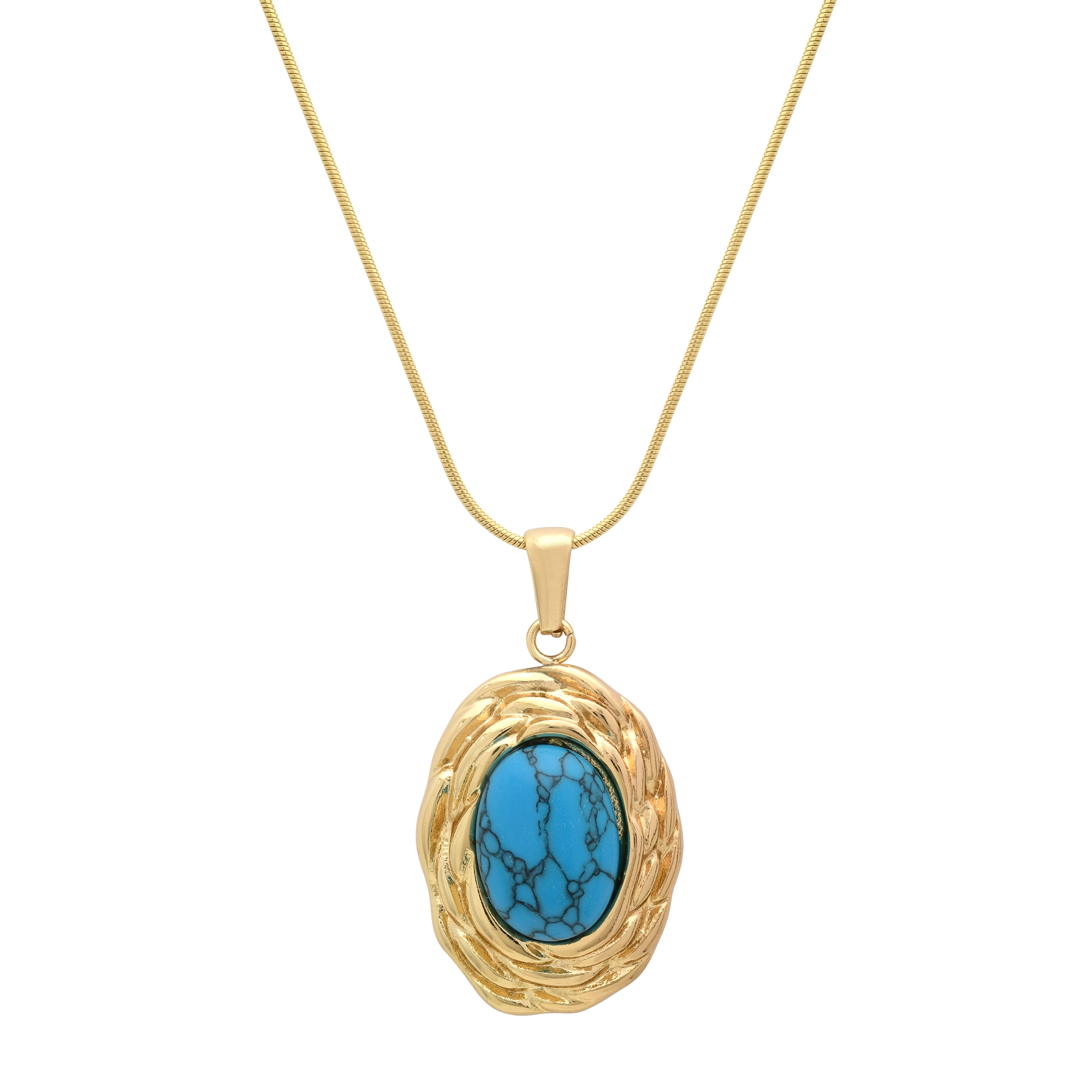 18K Gold Plated Pendant with Blue Stone - Gallery 7