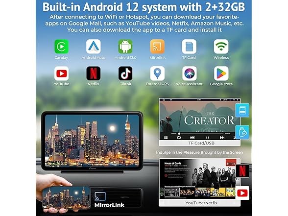 7" CarPlay Screen w/ Android 12 System
