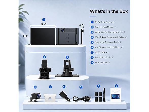 Topexplore 9" Wireless Carplay Dash Cam