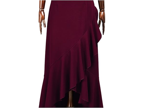 Miusol Women (S) Elegant V Neck Ruffle Split Dress
