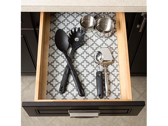 DII Fridge & Shelf Liner 12x20, Gray Lattice, 2 Piece
