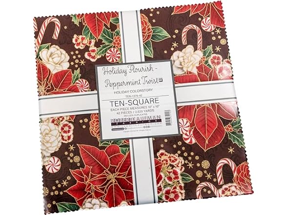 Holiday Flourish Peppermint Twist Holiday 42 10" Squares