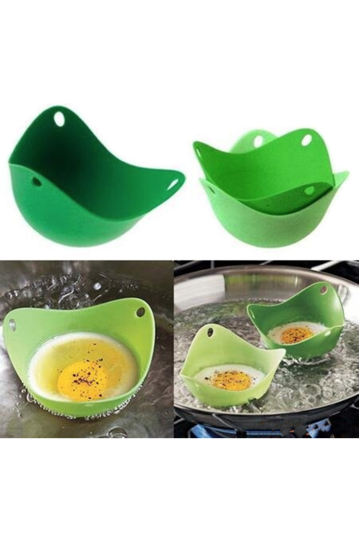 6pk Silicone Egg Poaching Cups Set - Gallery 6