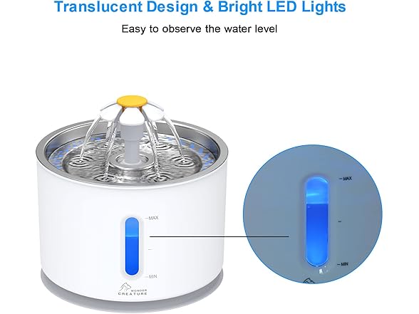 Wonder Creature Cat Water Fountain Stainless Steel, 81oz