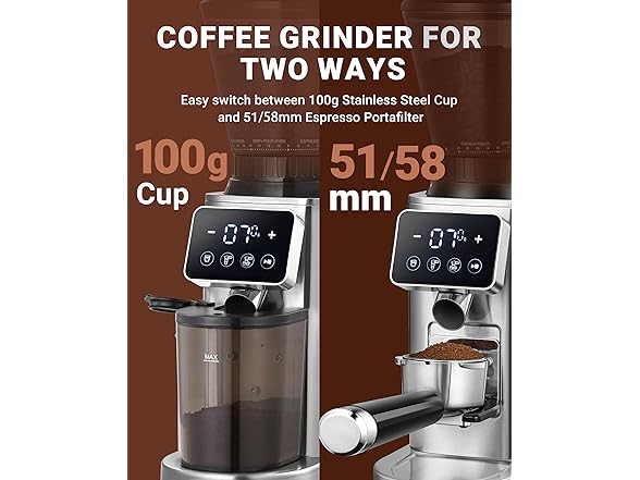 AMZCHEF Conical Burr Coffee Bean Grinder