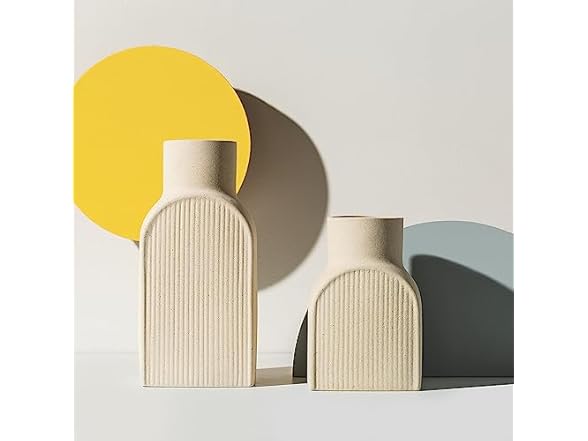 Home Habitat Ceramic Ribbed Vases