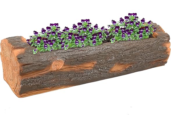 Sunnydaze 35-Inch Polyresin Rustic Log Planter