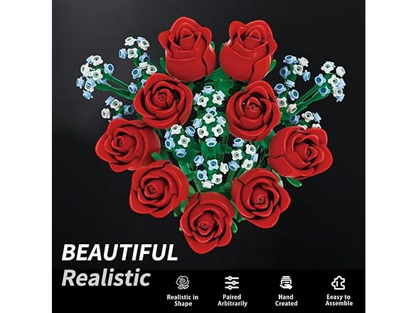 SMIDOLE Red Rose Bouquet Building Set
