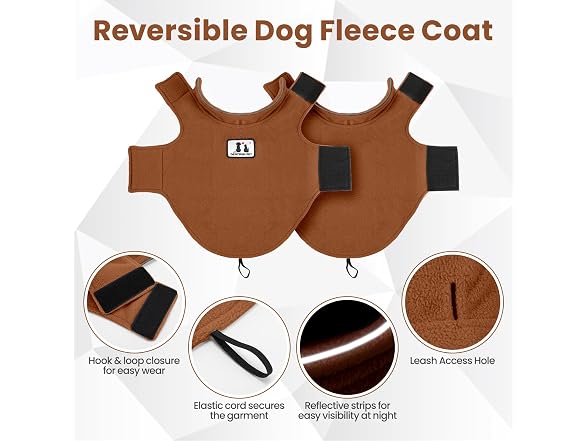 DENTRUN Reversible Dog Winter Coat, Windproof