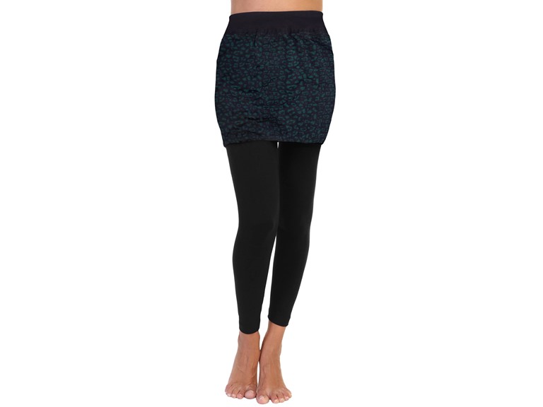 Angelina 021_GRLEO_1_S-M Small - Medium Blend Mini Skirt Leggings, Regular and Queen Size Green Leopard (1 Pack)