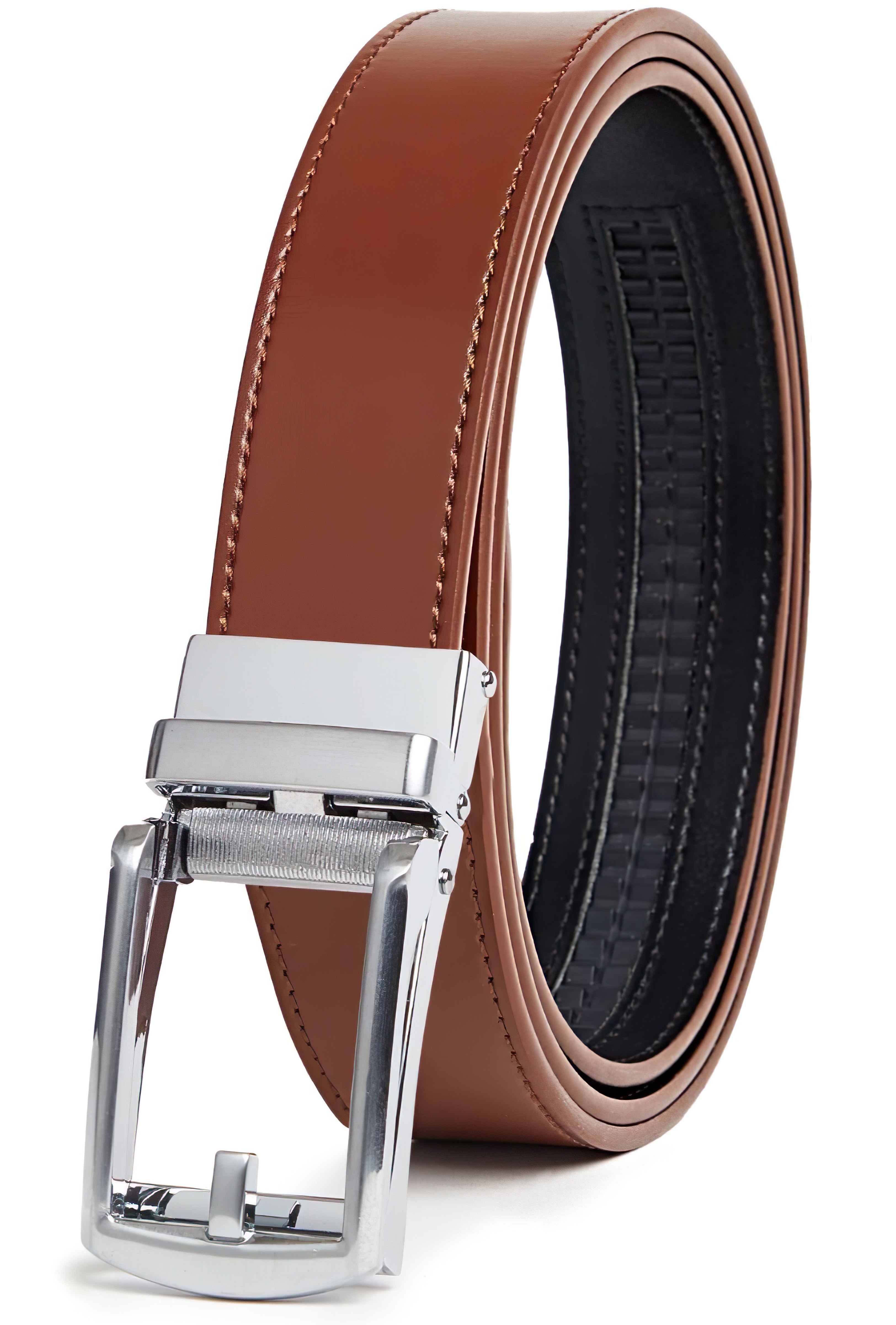 Carlo Fellini Mens Leather Ratchet Belt - Gallery 35