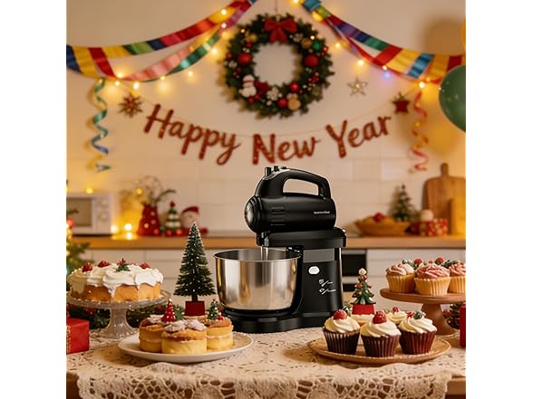 Stand Mixer Electric Kitchen Mixer, 3.2 QT Auto-Rotating Bowl & Beater Tilt-Head 2-IN-1 Standing Hand Mixer, 250 Watt 5-Speed with Turbo Boost Household Mixer with Beaters & Dough Hooks for Baking (Open Box)