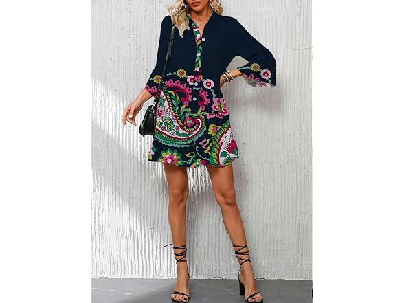 Opemiby Womens Flowy Boho Mini Dress