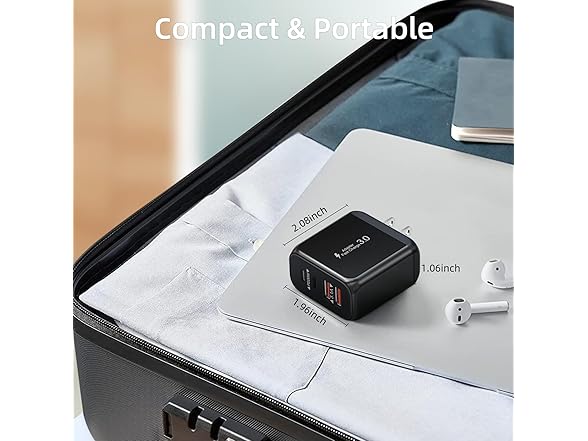 (2 PACK) Kuewtya 4-Port 40W USB-C & USB-A Power Adapter