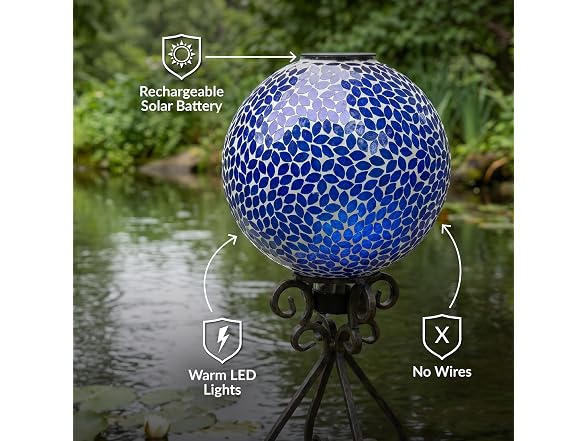 Sunnydaze 10" Solar Lavender Mosaic Globe