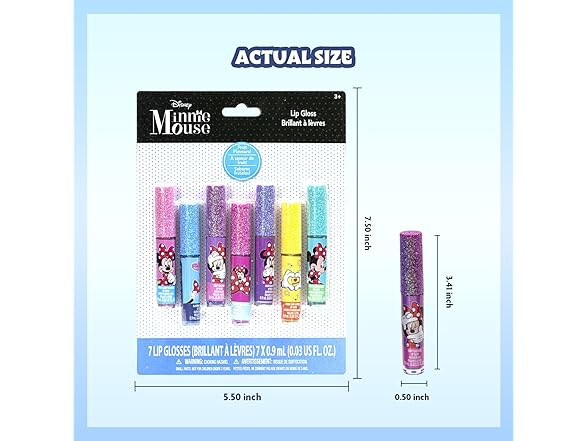 Disney Minnie Mouse 7 Piece Plant Based Lip Gloss