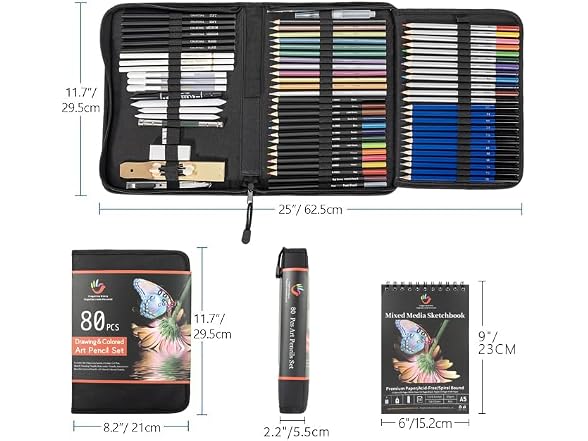 80PCS Drawing Set Sketching Kit, Art