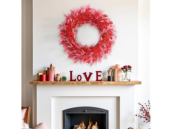 lokeisna Pink Forsythia Wreath 22 Inch