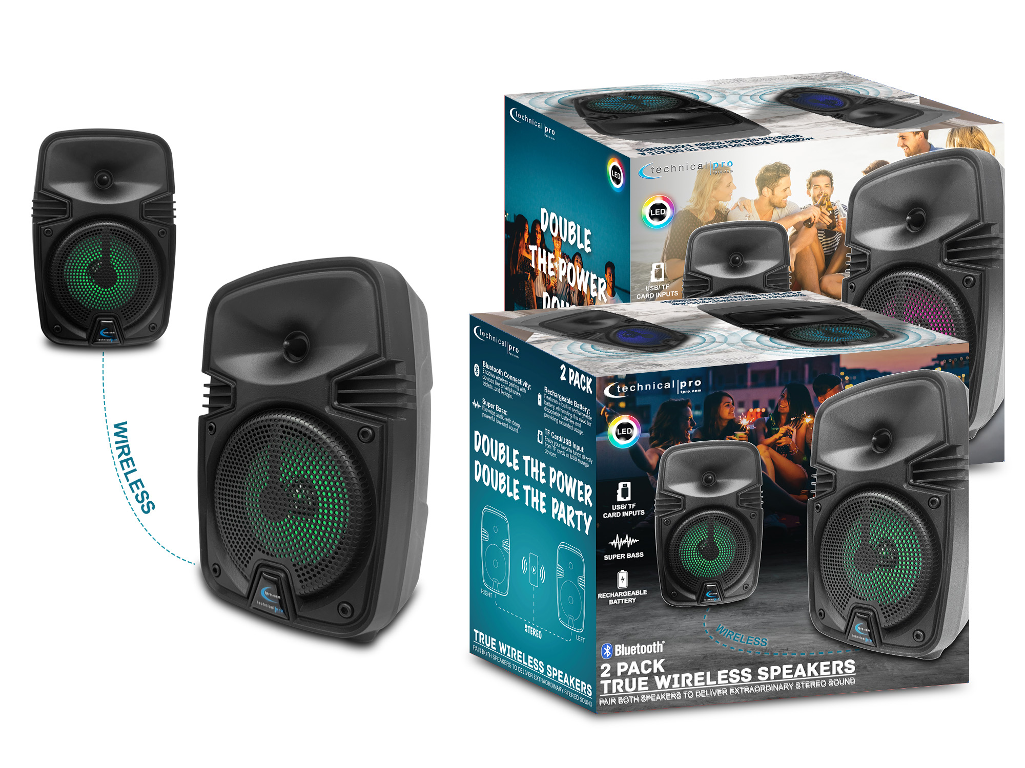 Portable 4" LED Bluetooth Speaker (2pk) - Gallery 3