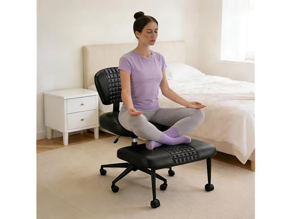 Ergonomic Cross Legged Office Chair Black