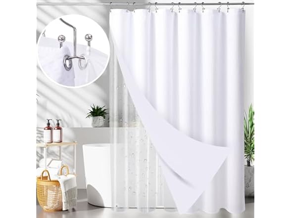 LaCyan 3 in 1 Waterproof Waffle Weave Shower Curtain
