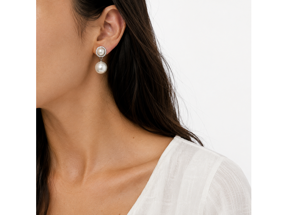 SS Double Mother of Pearl Drop Earrings
