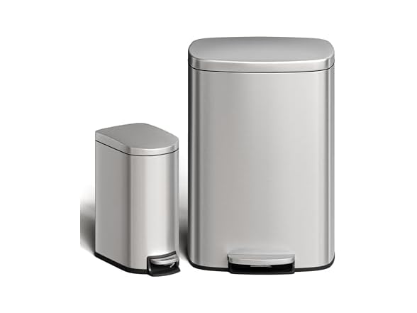 Takywep 13 Gal/50L & 2.6 Gal/10L Stainless Steel Trash Can Combo Set