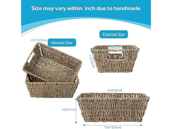 Sukkiri Homu Trapezoid Storage Basket with Handle, Set of 2 
