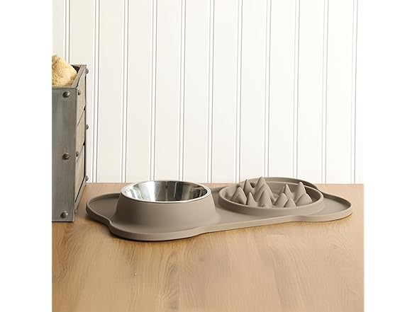 Gibson Home Curious Canines Slow Feeder Dog Bowl Set