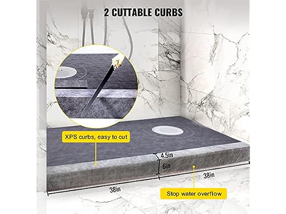Shower Curb Kit 38\" x 60\" Watertight Shower