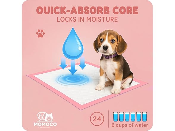 MoMoCo 100 Count Pink Puppy Pads