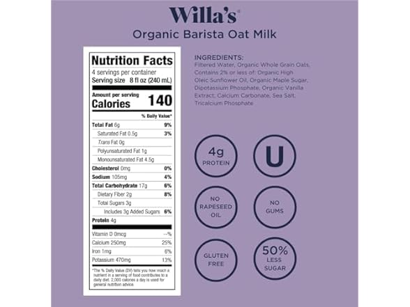 Willa's Barista Oat Milk, 32oz