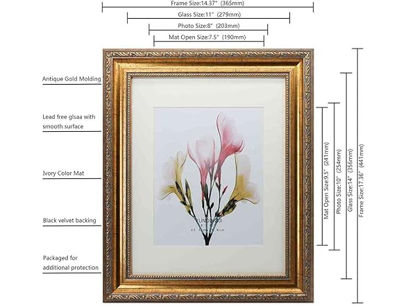 YUNDINGJI Antique gold photo frames