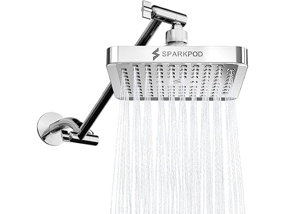 6" Square Rain Shower Head & Arm