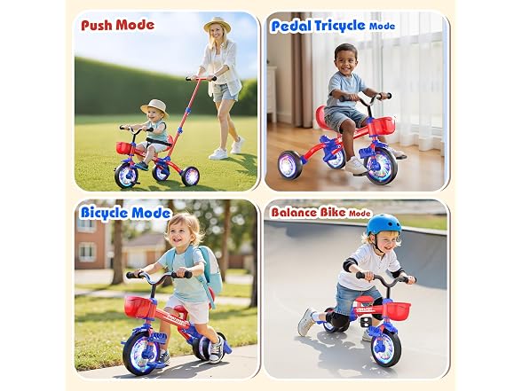 Kkdi 5-in-1 Toddler Bike, Blue