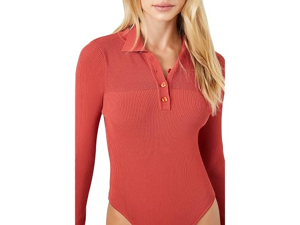 Forever 21 (M) Sweater-Knit Polo Shirt Bodysuit