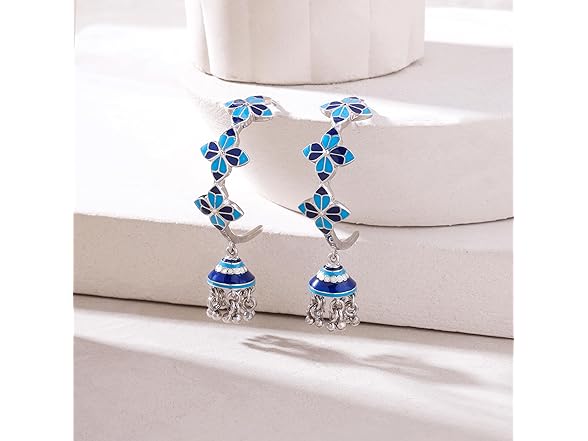 Navicia Azure Blue Jhumka Earrings