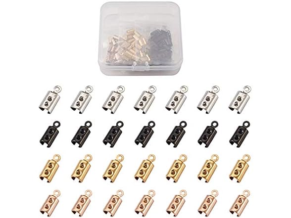 Pandahall 160Pcs 304 SS Folding Crimp Cord