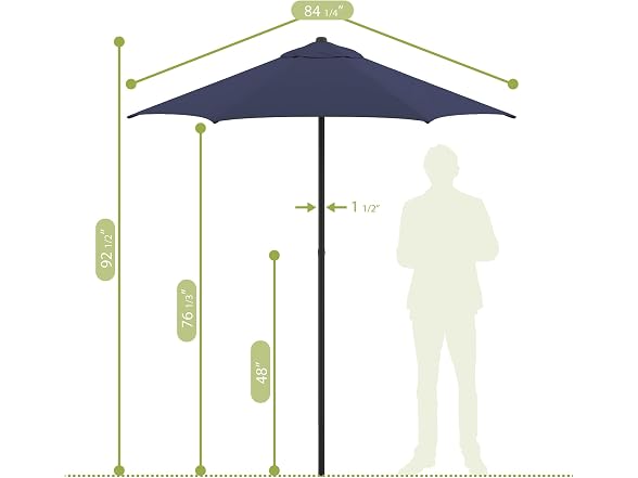 Sunline 7.5 ft Patio Umbrella with Crank Navy Blue - Gallery 6