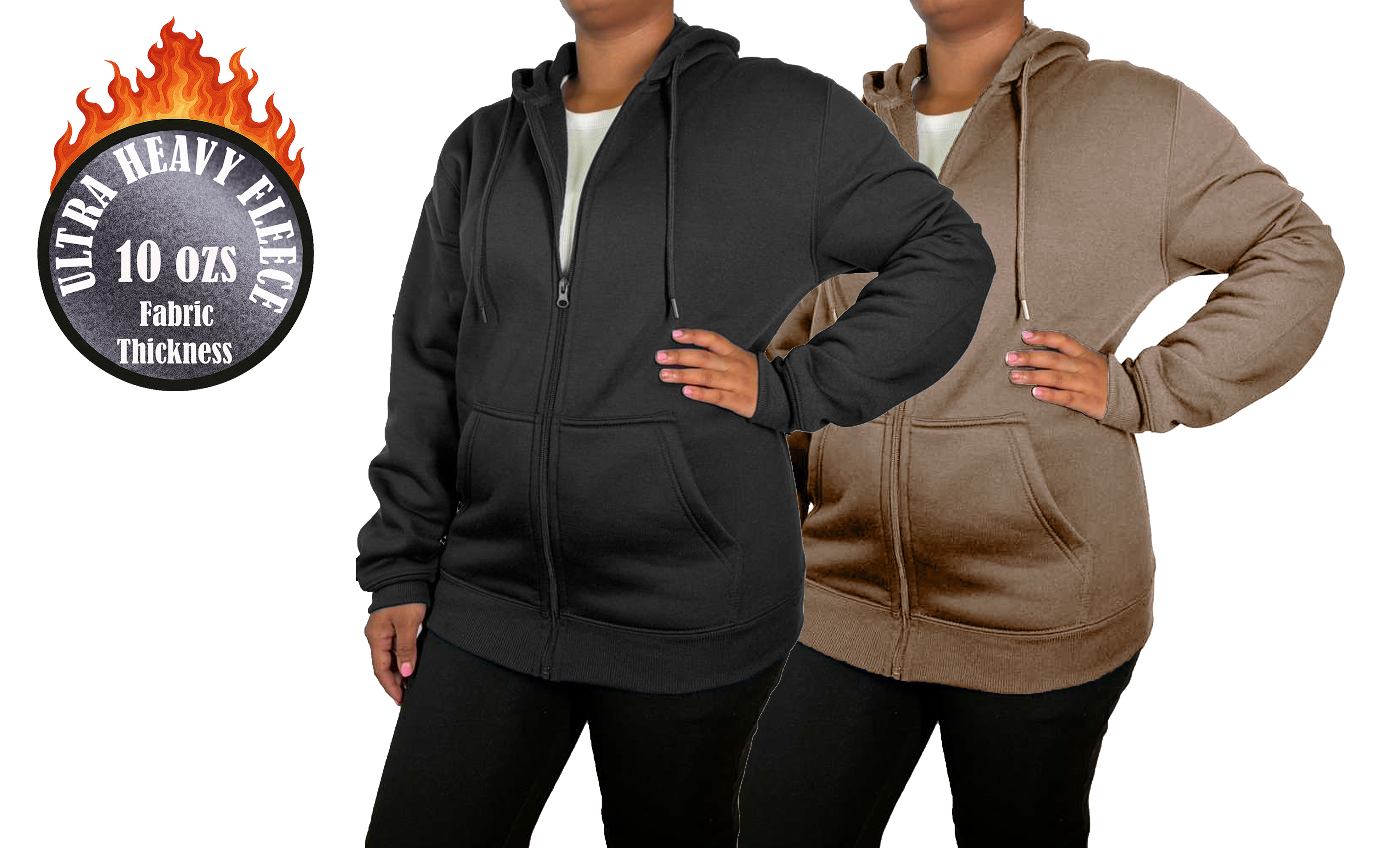 Womens Heavyweight Fleece-Lined Full Zip Hoodie - Gallery 24