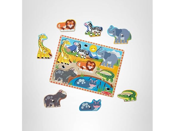 Melissa & Doug Safari Wooden Peg Puzzle (7 pcs)